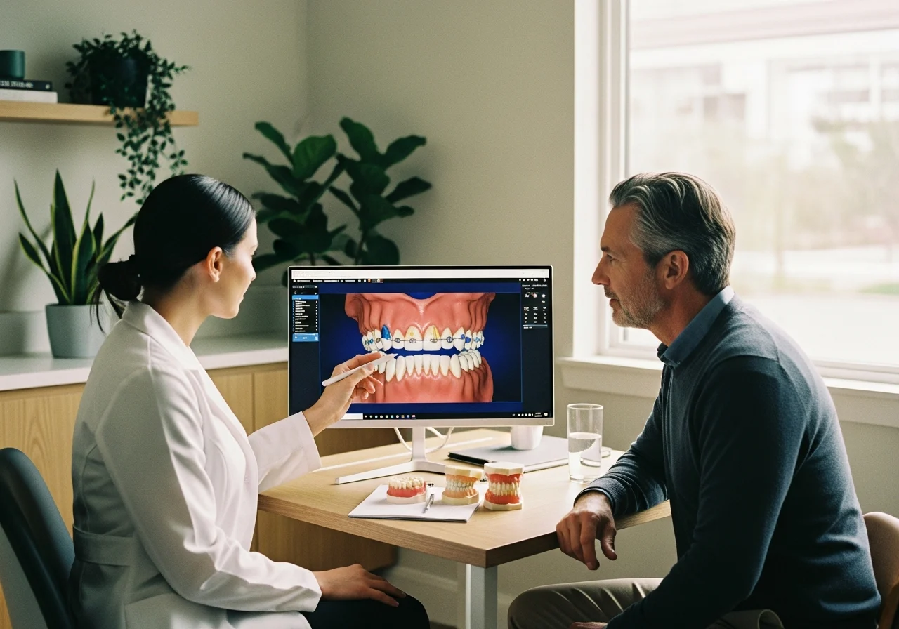 Close-up of SureSmile aligners on a table